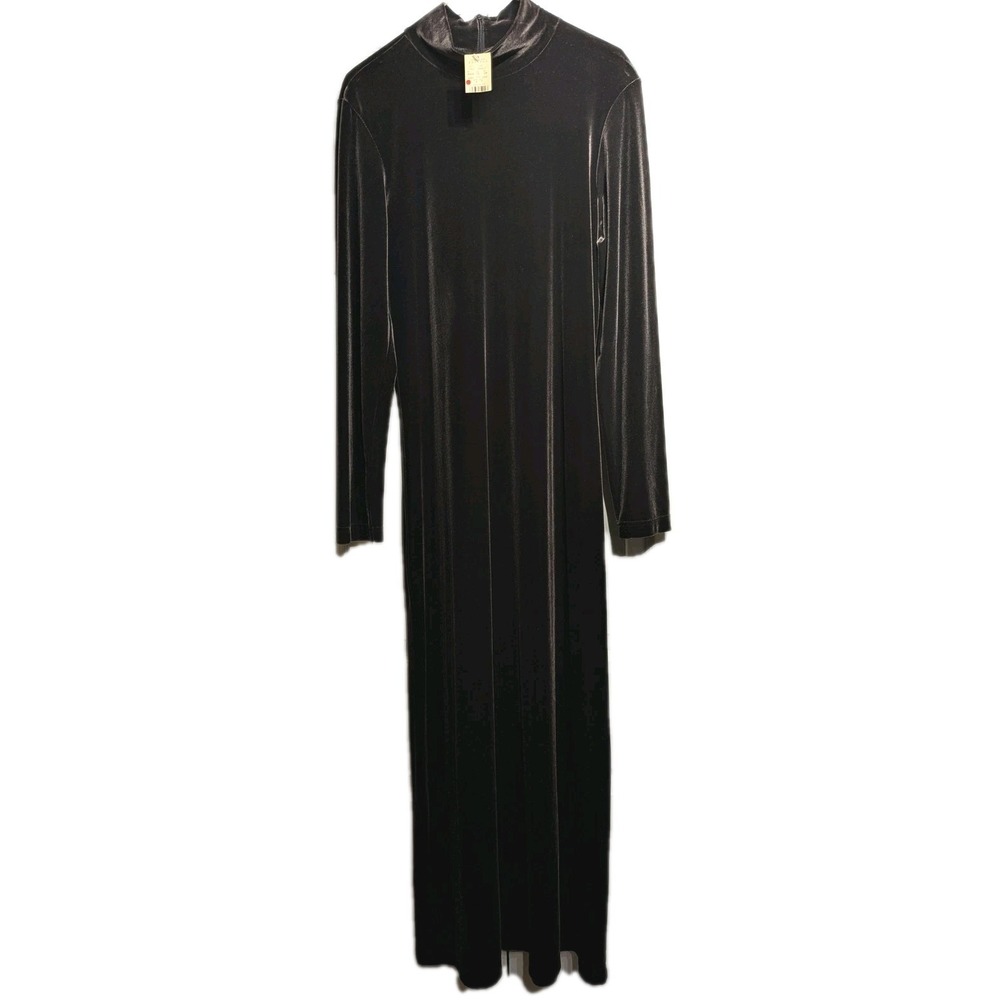 Vtg. Express Dress Womens 13/14 Velvet Maxi Mock Neck Whimsigoth Evening NWT